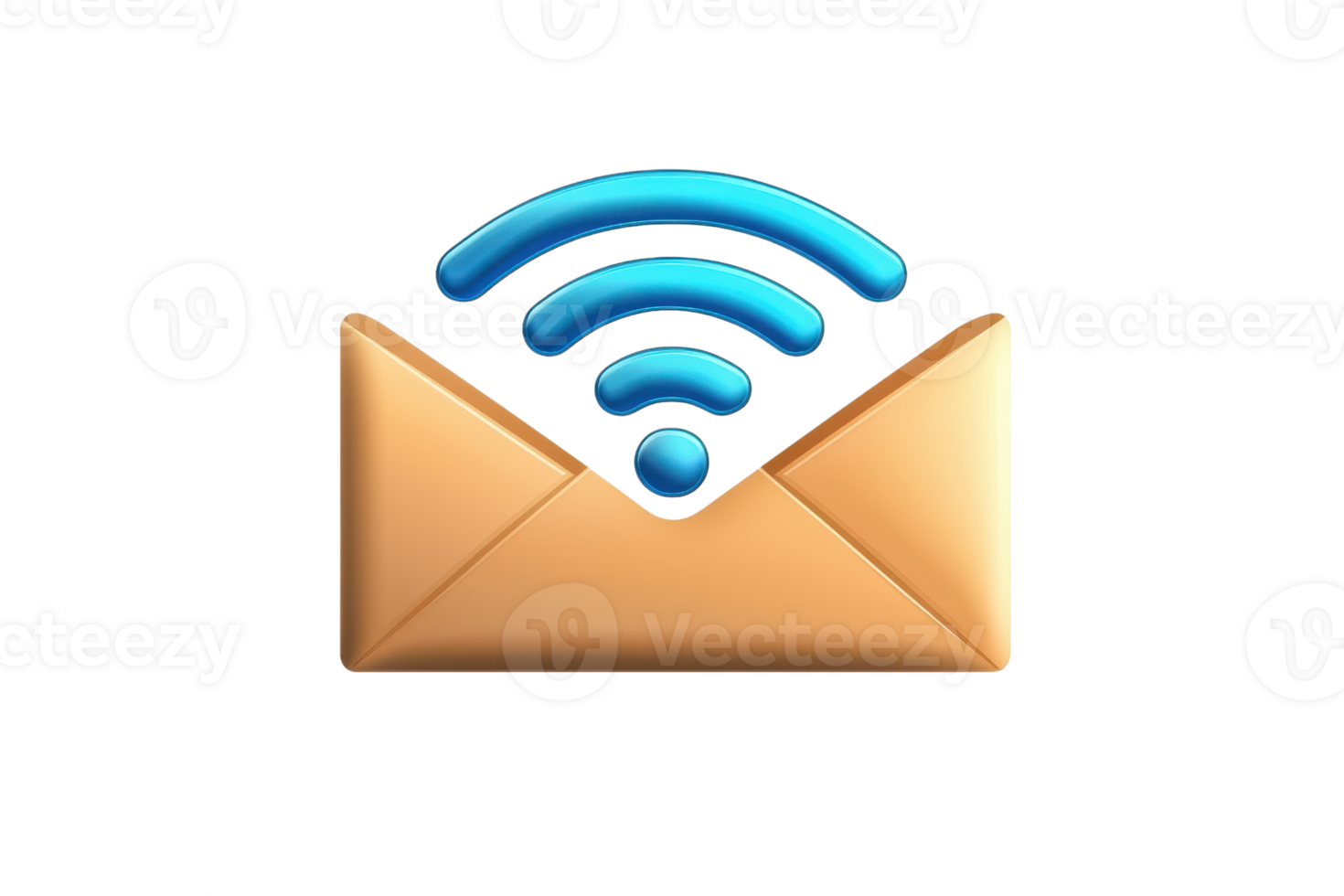 An envelope icon with Wi-Fi signals, symbolizing digital communication or email connectivity. png