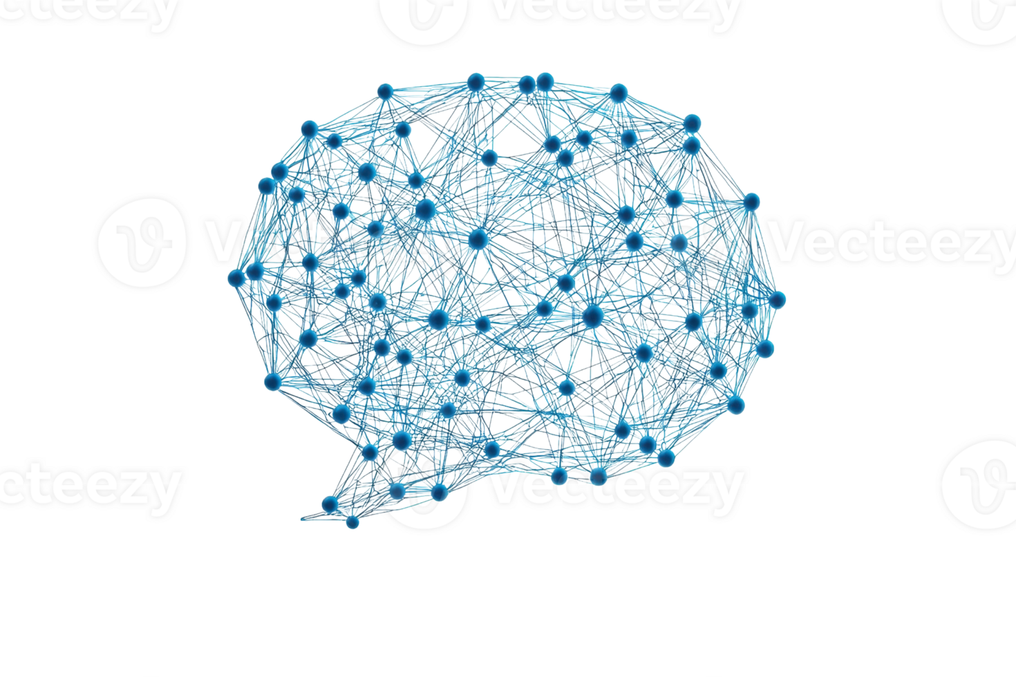 A digital illustration of a networked brain, showcasing interconnected nodes and lines representing thoughts or neural connections. png