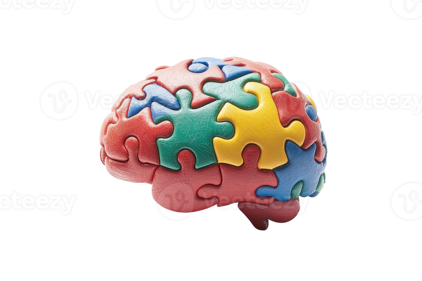 A colorful puzzle-shaped brain emphasizing the complexity of thought and creativity. png