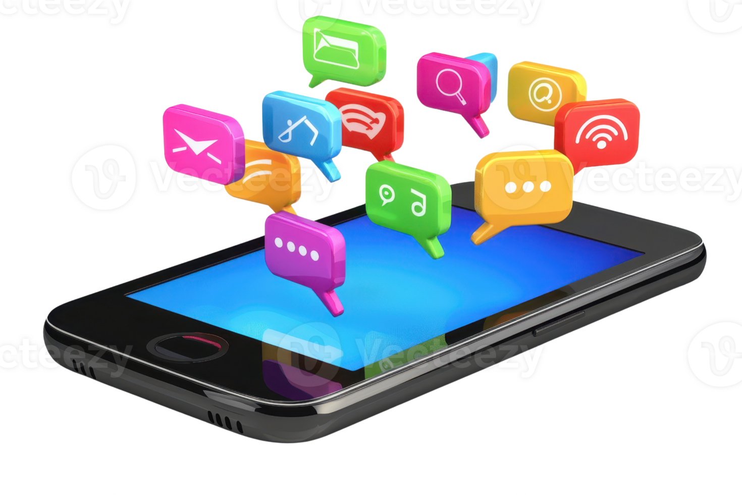 A smartphone displaying colorful notification icons representing various apps and communications. png