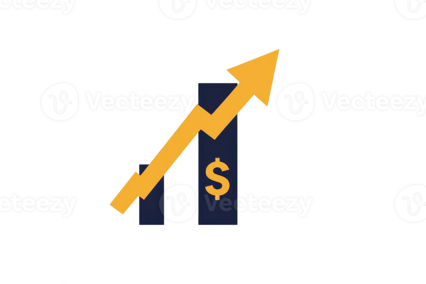 A graphical representation of a rising financial trend with an upward arrow and dollar sign, symbolizing growth and profitability. png