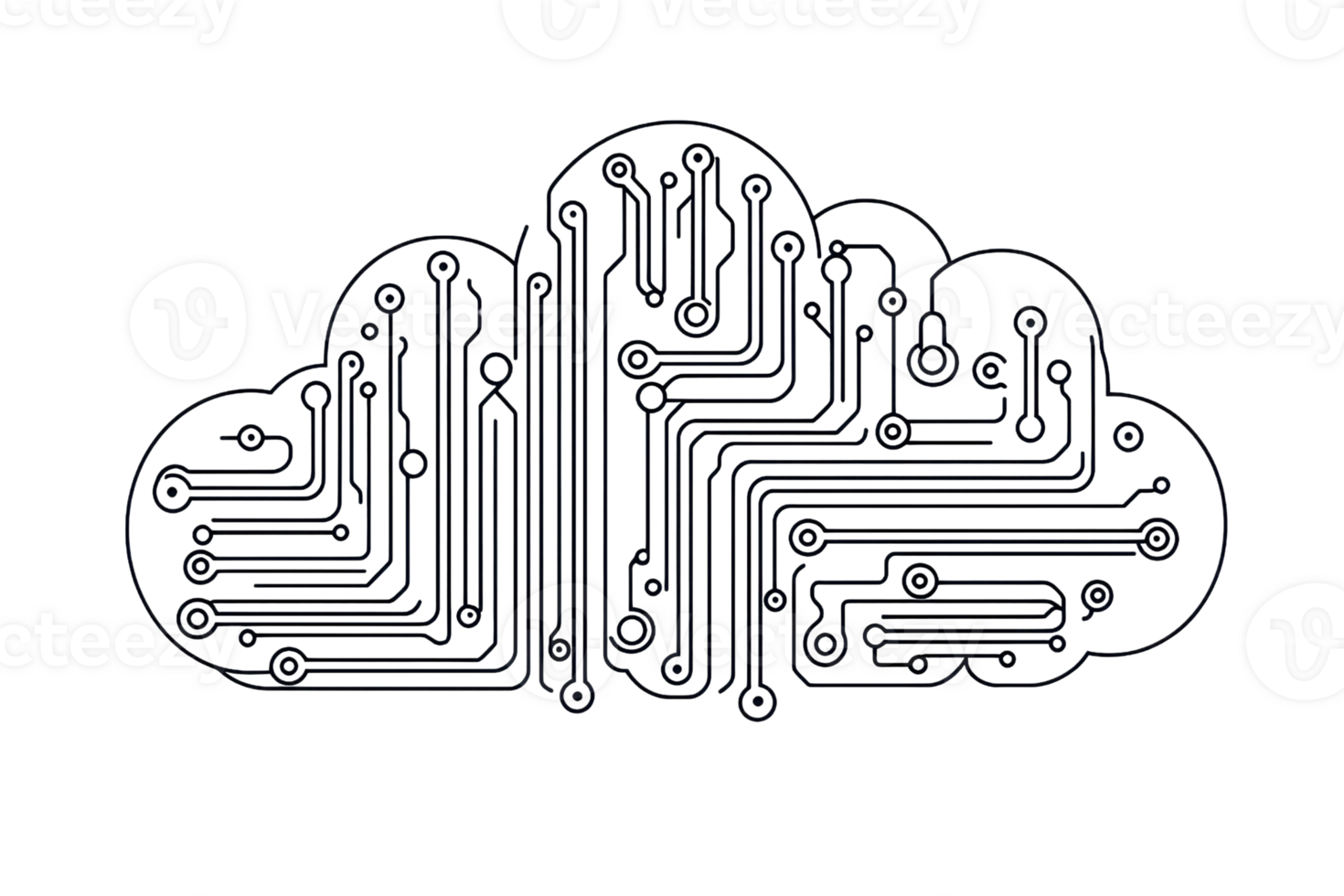 A cloud shape with intricate circuit patterns suggests themes of technology, connectivity, and digital innovation. png