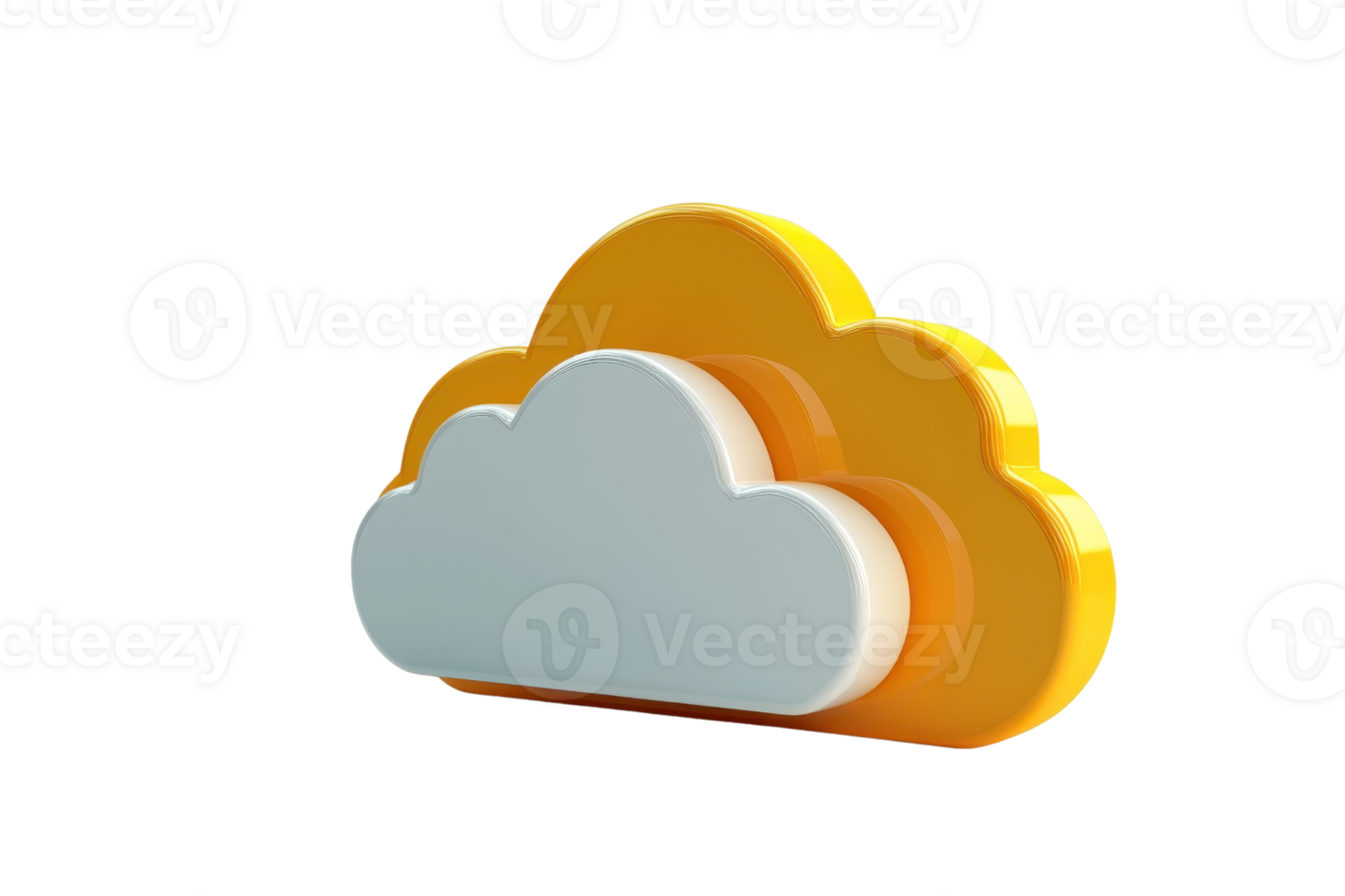 A colorful cloud design featuring layered shapes in yellow and white. png