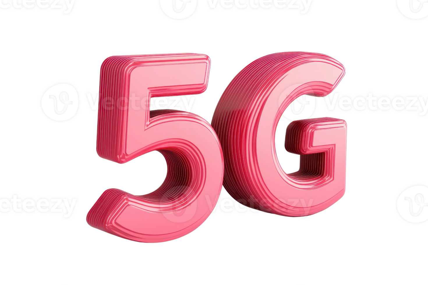 The image features bold, pink 3D digital numbers 5G symbolizing the latest generation in mobile network technology. png
