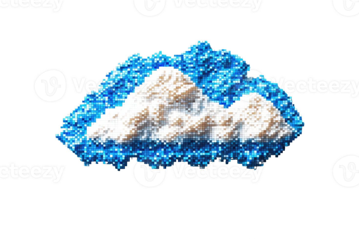 A fluffy, white cloud with shades of blue resembling sky, featuring a textured appearance that suggests movement and softness. png