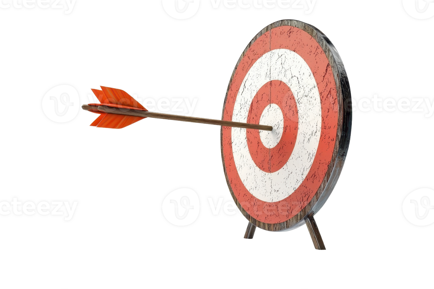 A target with red and white rings pierced by an arrow, symbolizing precision and focus. png