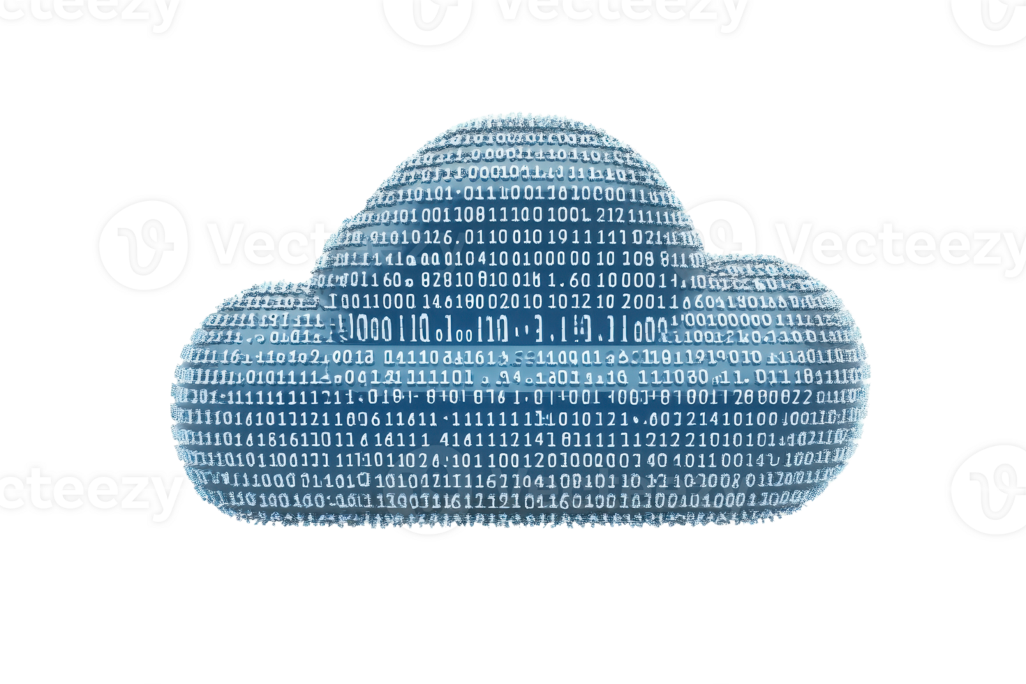 A cloud shape composed of binary code, representing data storage and cloud computing technology. png