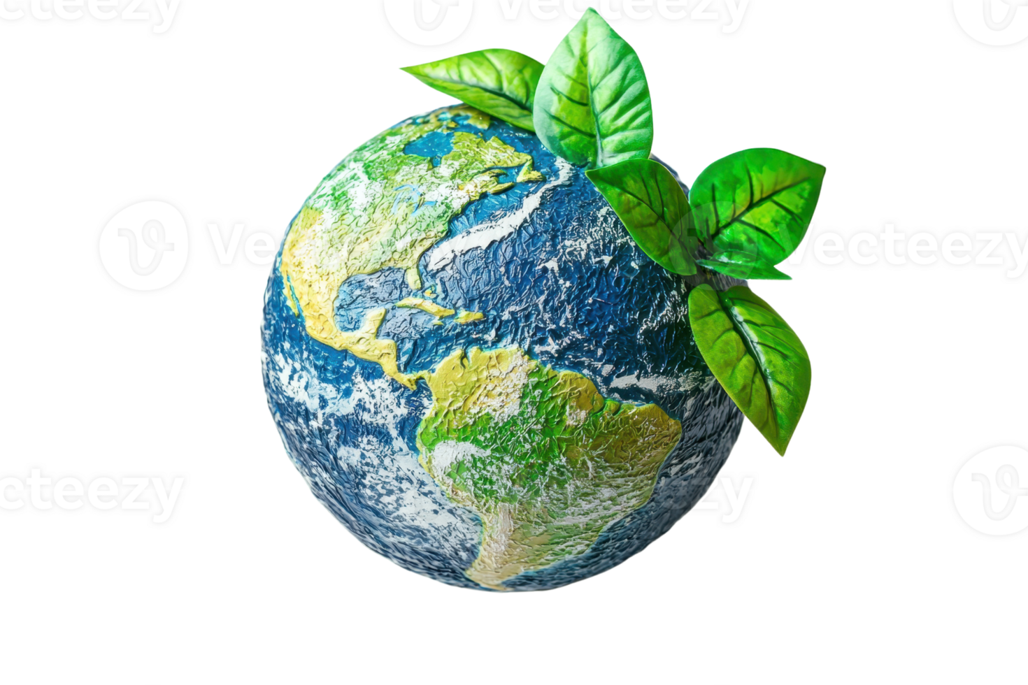 A globe adorned with green leaves symbolizes environmental awareness and harmony with nature. png