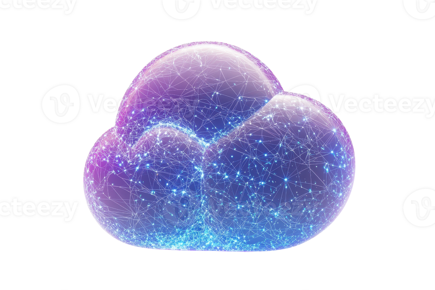 A vibrant, colorful cloud shape filled with shimmering stars and a cosmic glow, resembling a digital or fantasy element. png