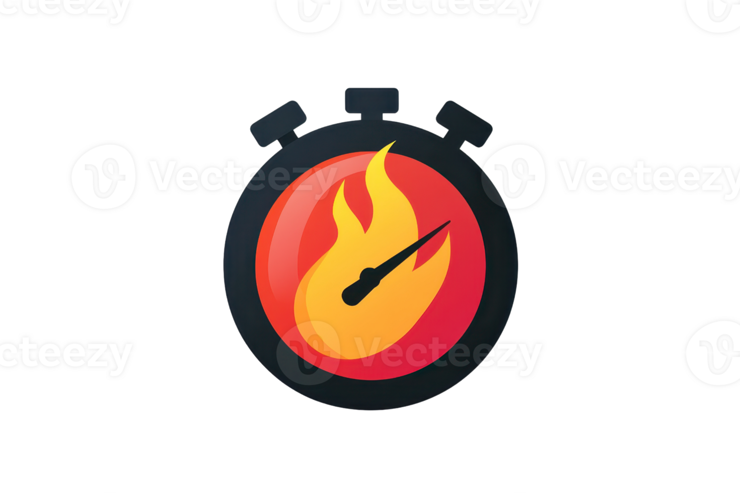 A fiery stopwatch symbolizing urgency and speed. png