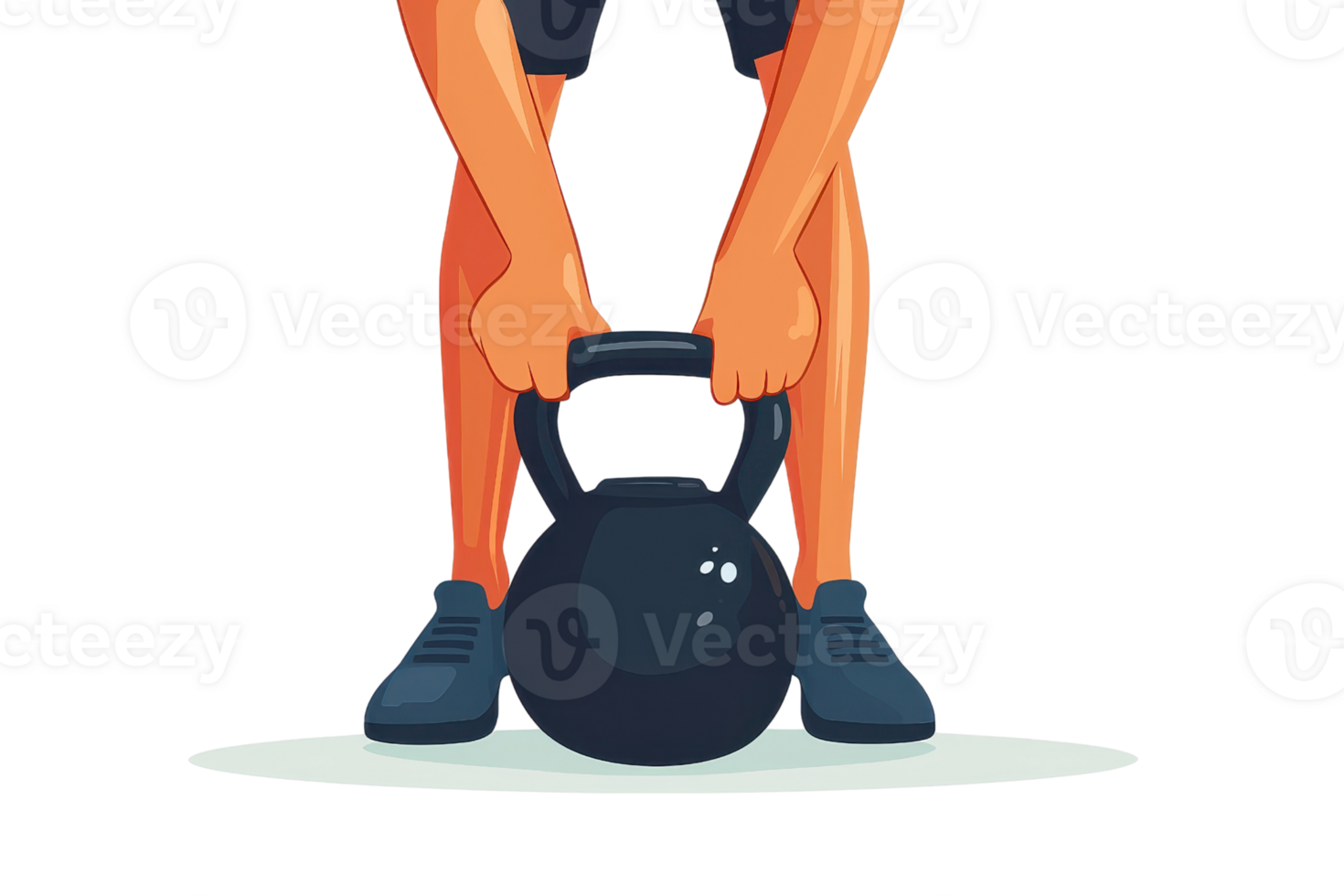 A person is lifting a kettlebell, showcasing strength and exercising. png