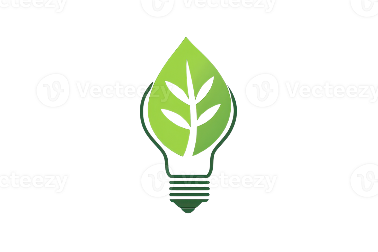 A green light bulb featuring a leafy design, symbolizing eco-friendliness and sustainable energy. png