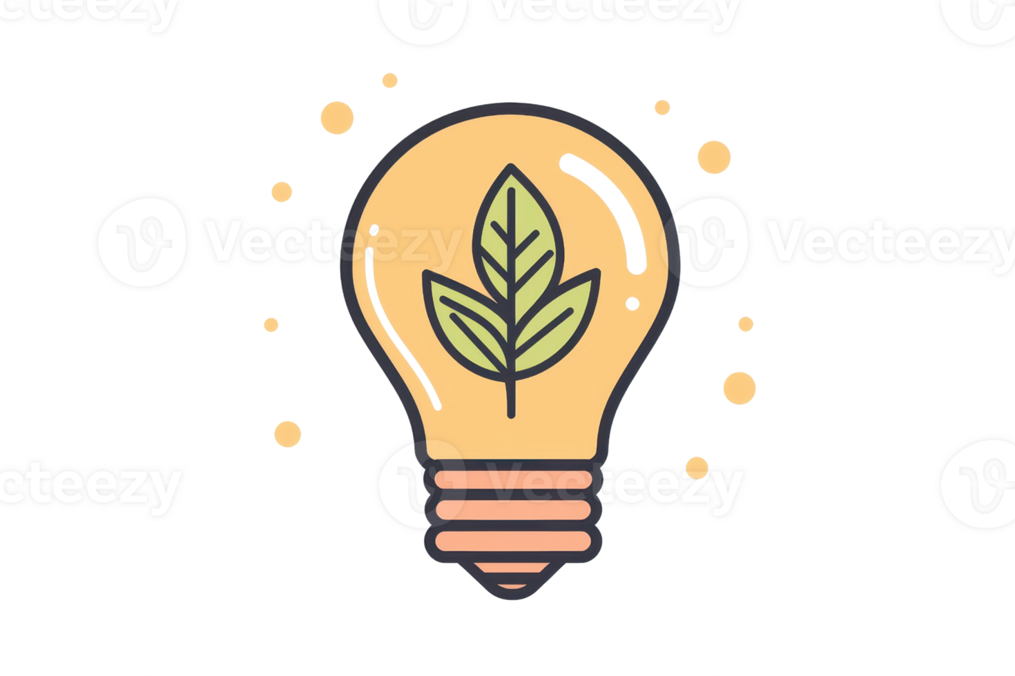 A light bulb illustration featuring a green leaf, symbolizing eco-friendliness and sustainability. png