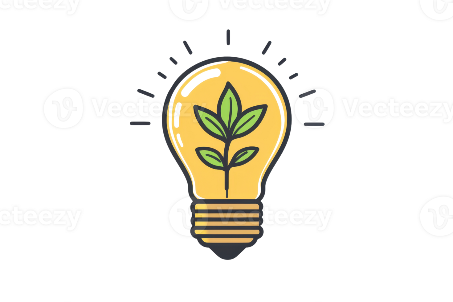 A light bulb with a green plant growing inside symbolizes sustainability and innovation in eco-friendly solutions. png