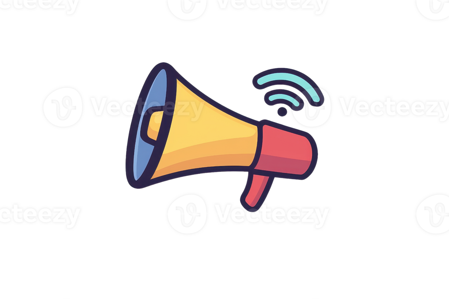 A colorful megaphone with sound waves emanating, symbolizing communication and broadcasting. png