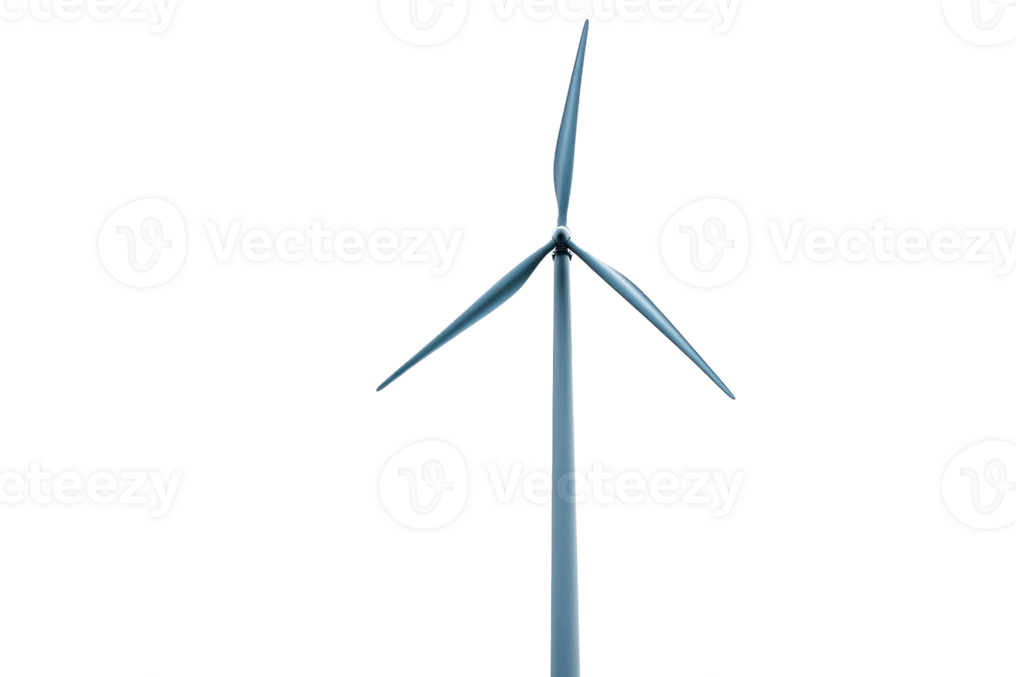 A sleek wind turbine with three elongated blades, designed for harnessing renewable energy efficiently. png
