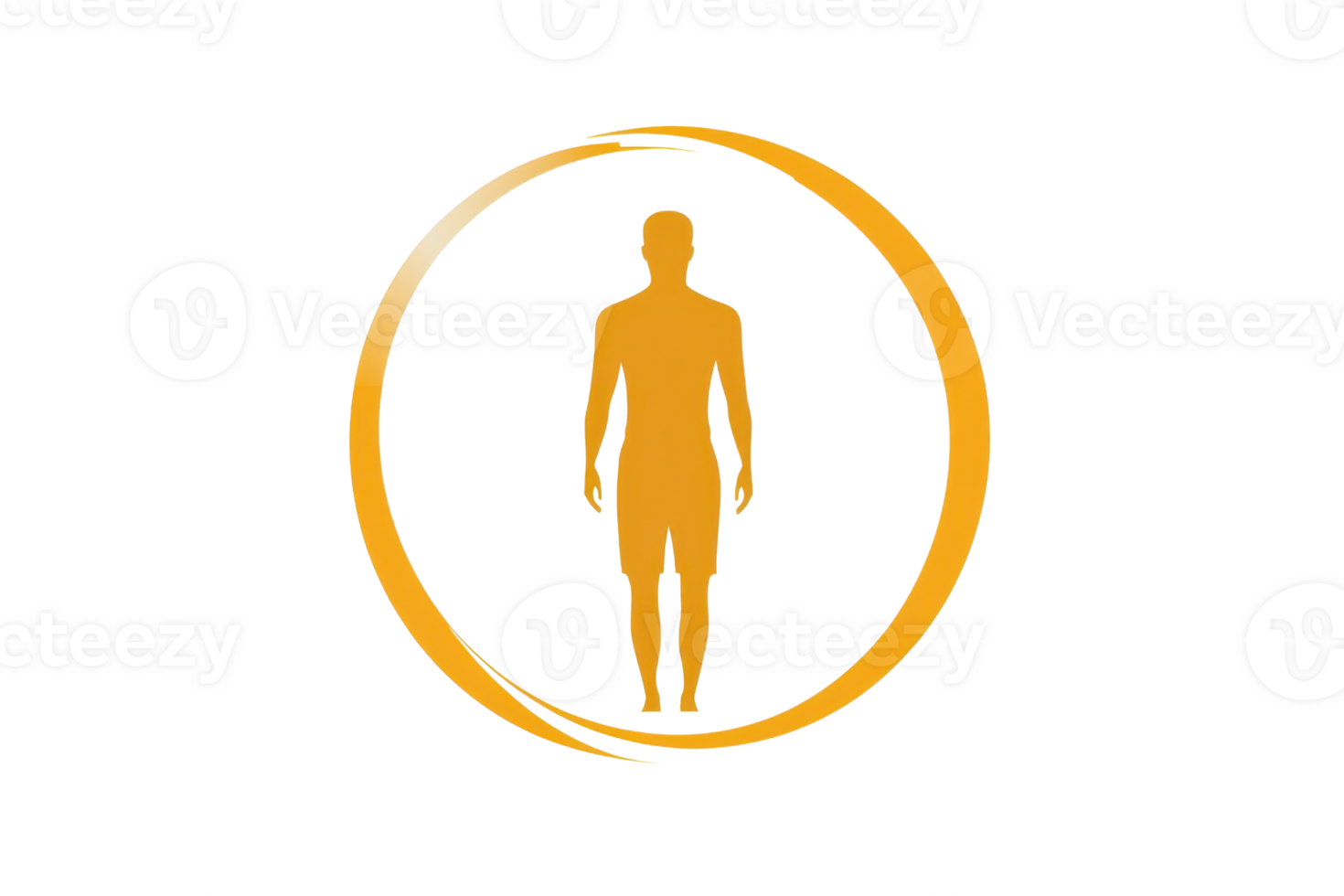A stylized human figure in orange, enclosed within a circular design, representing health and fitness themes. png