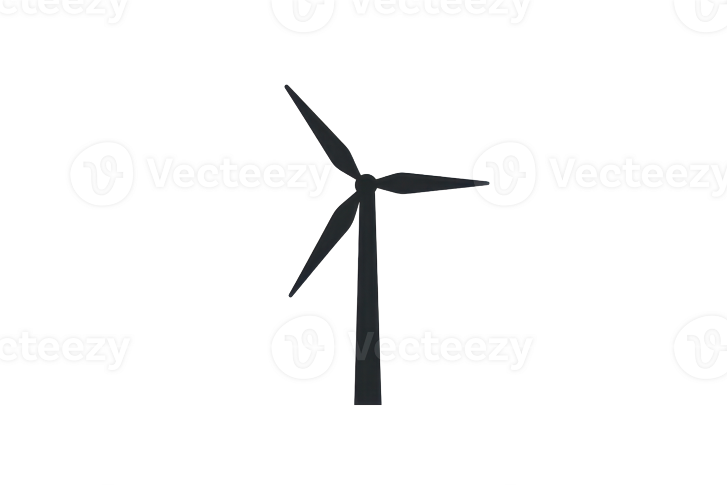 A silhouette of a wind turbine with three elongated blades, symbolizing renewable energy and sustainability. png