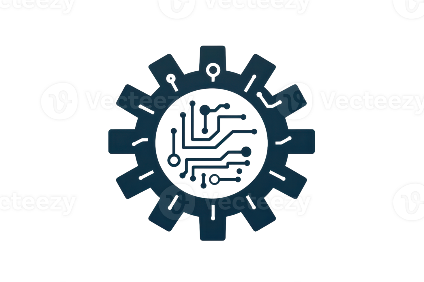 A circular gear design featuring intricate circuit patterns, combining mechanical and electronic elements. png