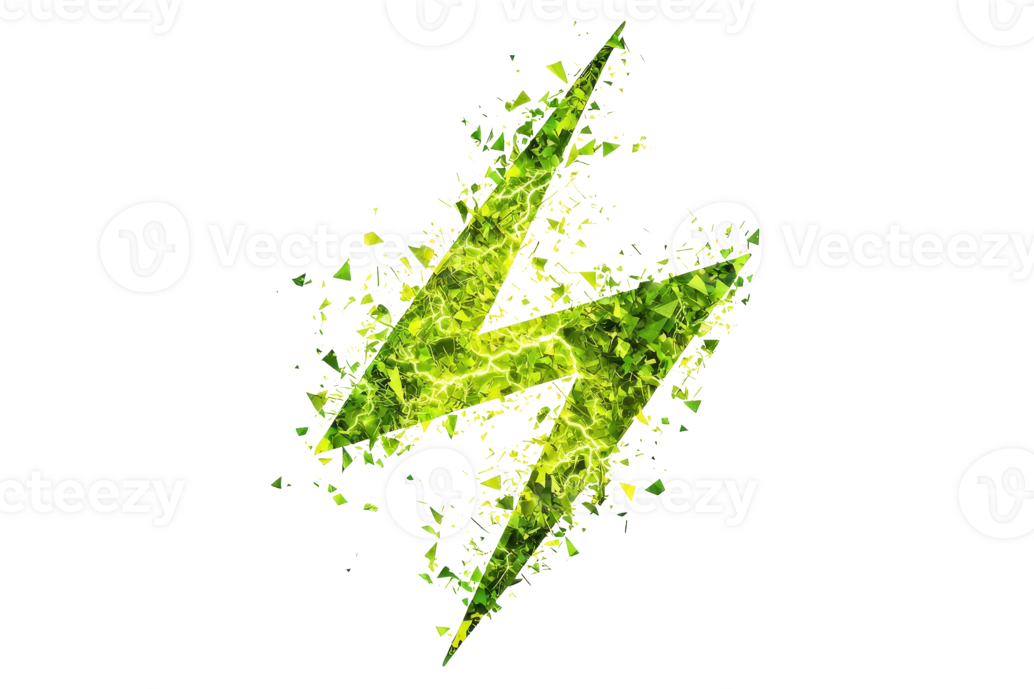 A vibrant green lightning bolt symbol, dynamic and energetic, conveying a sense of power and electricity. png