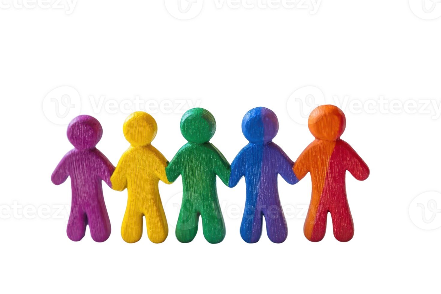 Colorful figures arranged in a line, showcasing diversity and playfulness in design. png