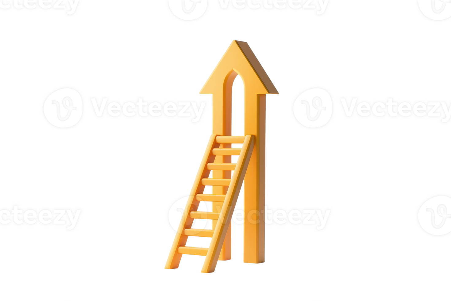 A yellow ladder with an arrow-shaped top, symbolizing ascent or direction. png