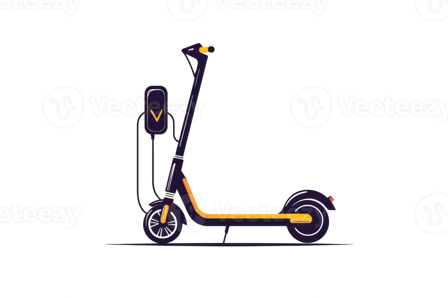 A sleek electric scooter featuring a minimalist design with a vibrant color scheme. png