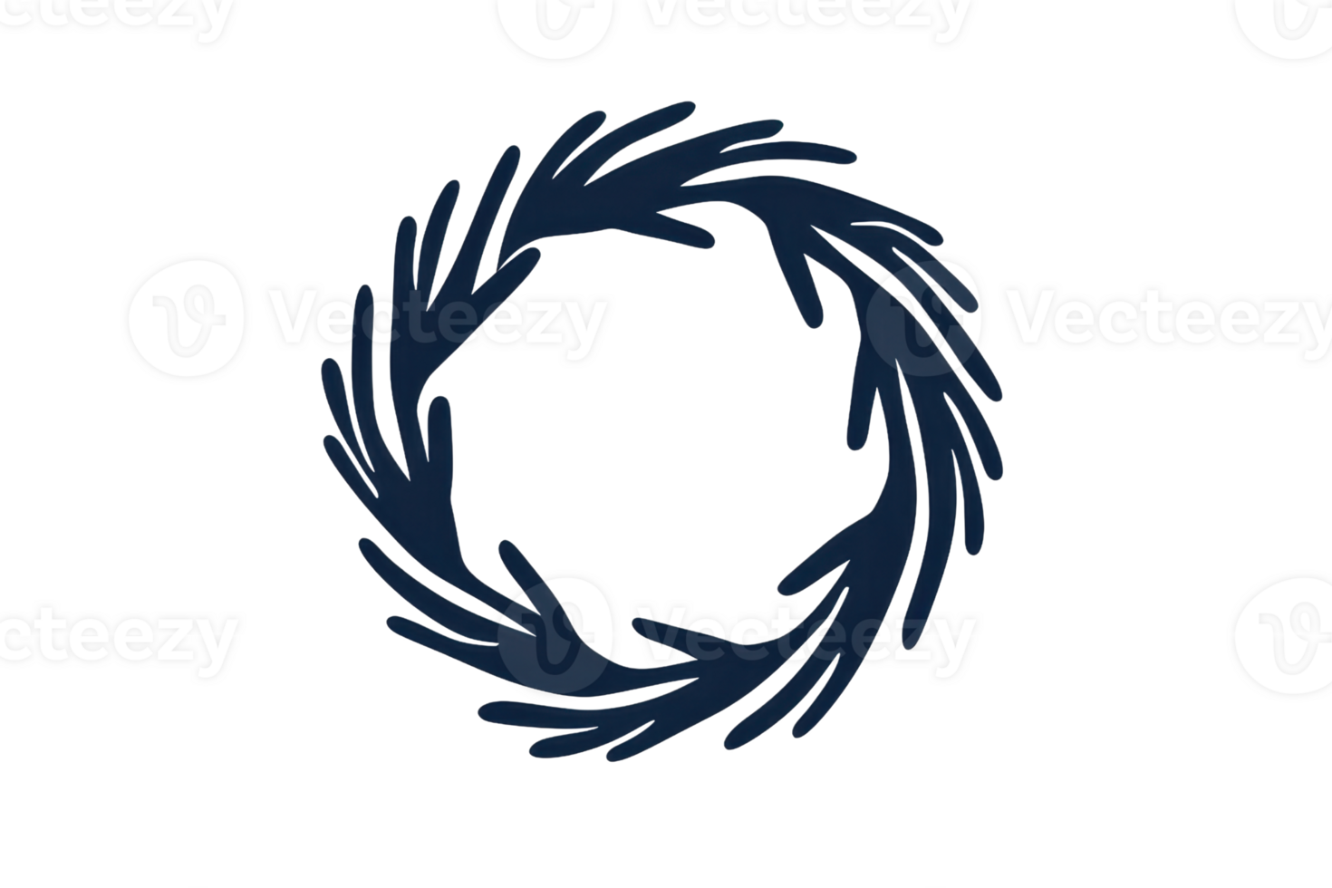 A circular design featuring stylized, intertwined shapes, creating a sense of unity and movement. png
