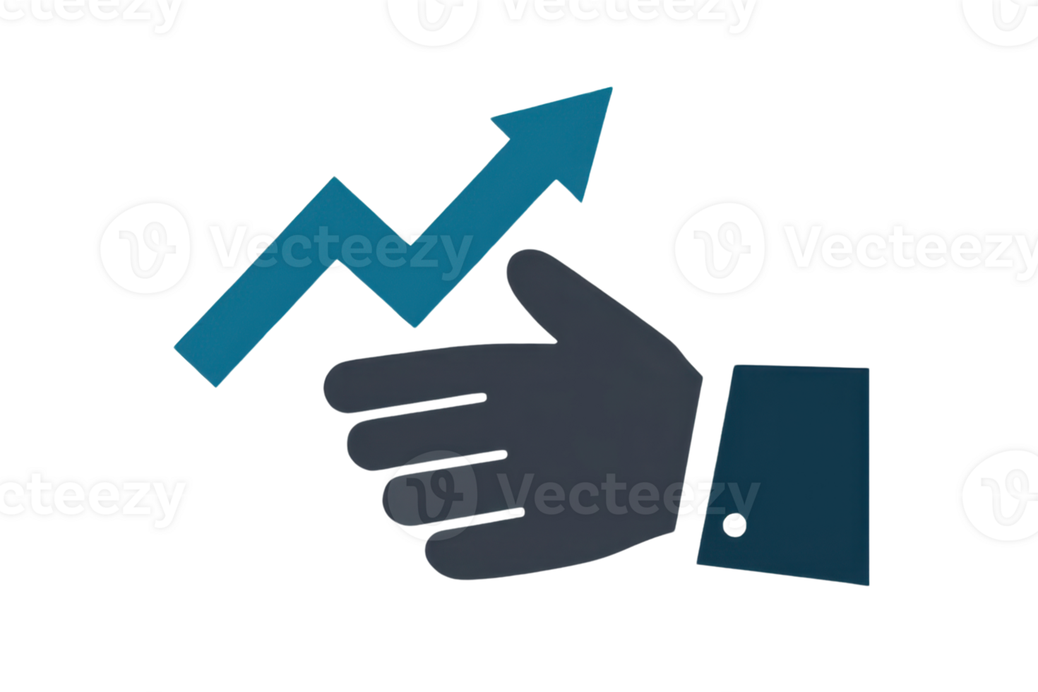 A stylized hand symbolizes growth with an upward-pointing arrow, representing progress or an increase in metrics. png