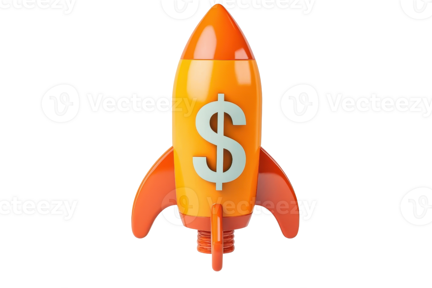 A vibrant rocket with a dollar sign symbolizing financial growth and ambition. png