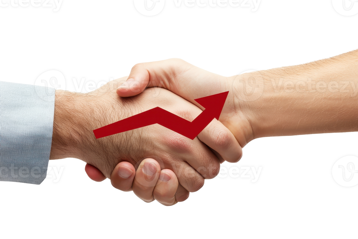 A handshake symbolizing agreement and cooperation, highlighted by an upward arrow to indicate growth or progress. png