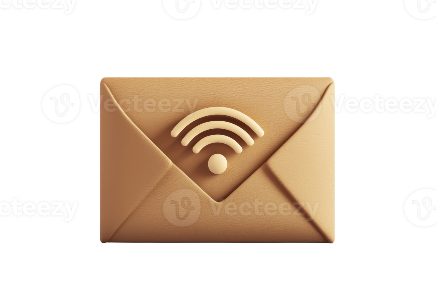 A golden envelope icon featuring a Wi-Fi signal symbol, representing digital communication. png