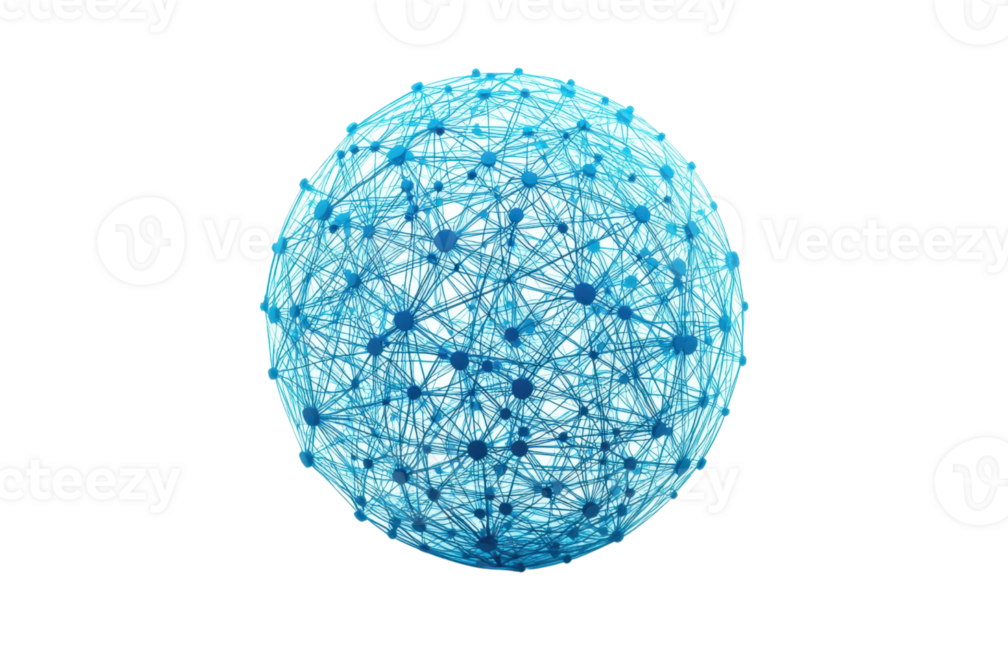 A spherical network structure composed of interconnected blue lines and ...