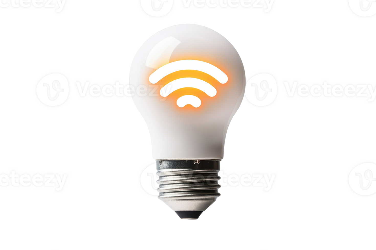 A light bulb with a Wi-Fi symbol, symbolizing smart technology and connectivity. png