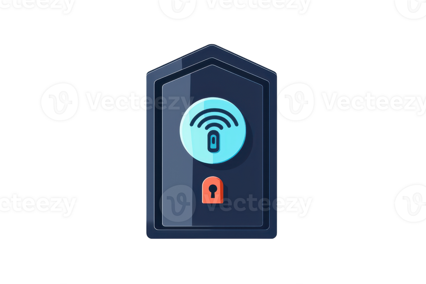A secure lock icon featuring Wi-Fi signals, symbolizing connectivity and protection. png