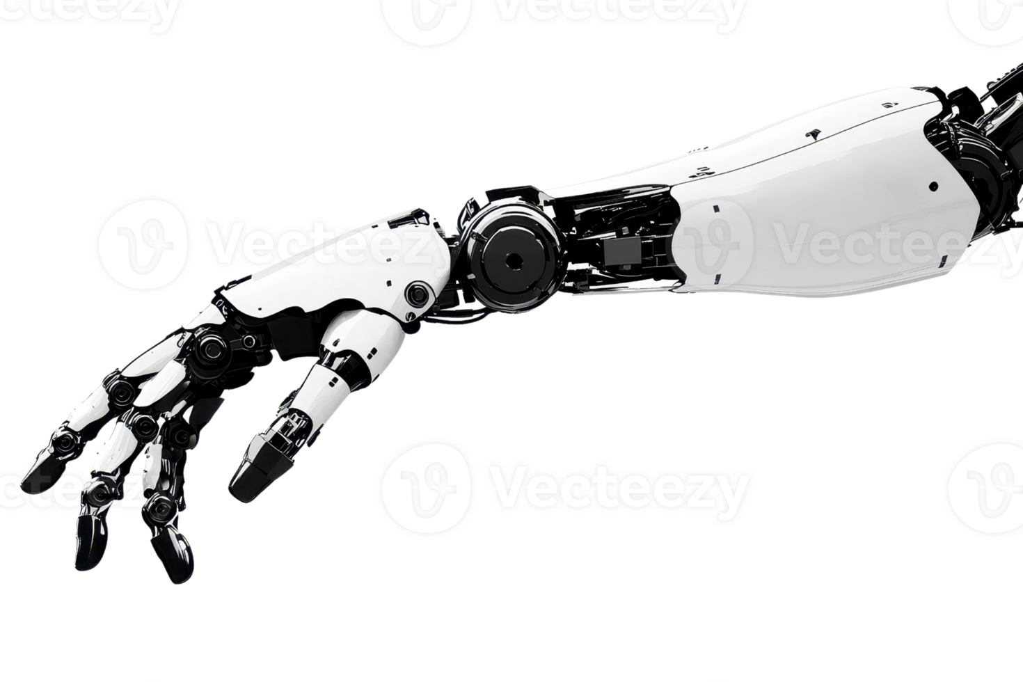 A robotic arm with intricate joint mechanisms and a sleek design, showcasing advanced technology and engineering. png