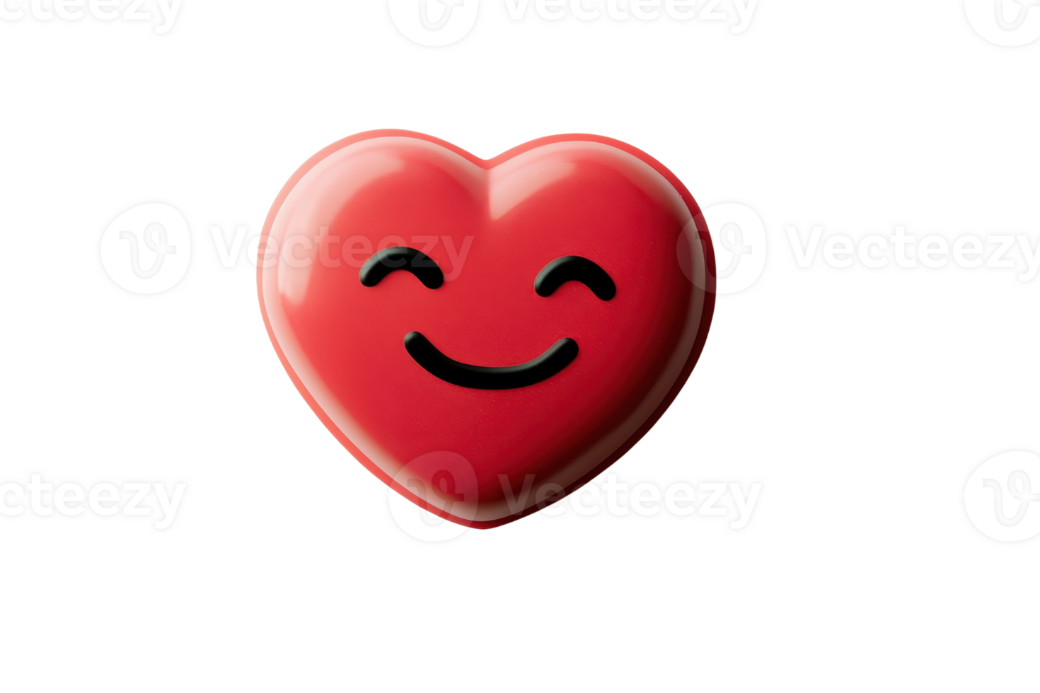 A glossy red heart emblem with a smiling face, symbolizing joy and affection. png