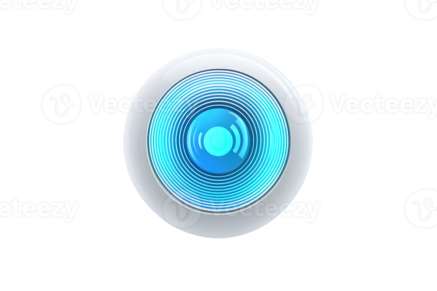 A circular blue light with concentric circles radiating from a central point, enclosed in a white border. png