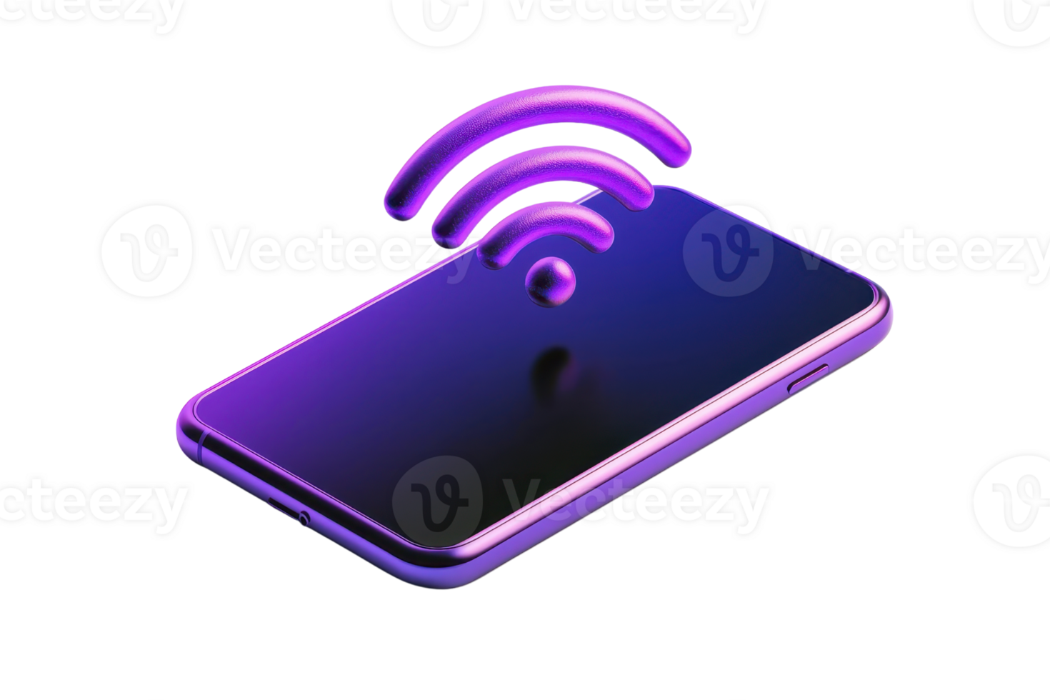 A sleek smartphone with vibrant colors and Wi-Fi signal icons above, symbolizing connectivity and modern technology. png
