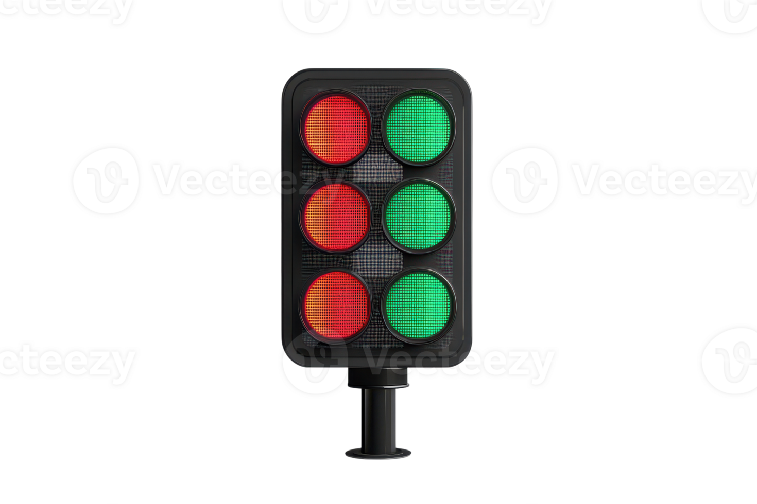 A traffic light featuring red, yellow, and green lights indicating various driving signals. png
