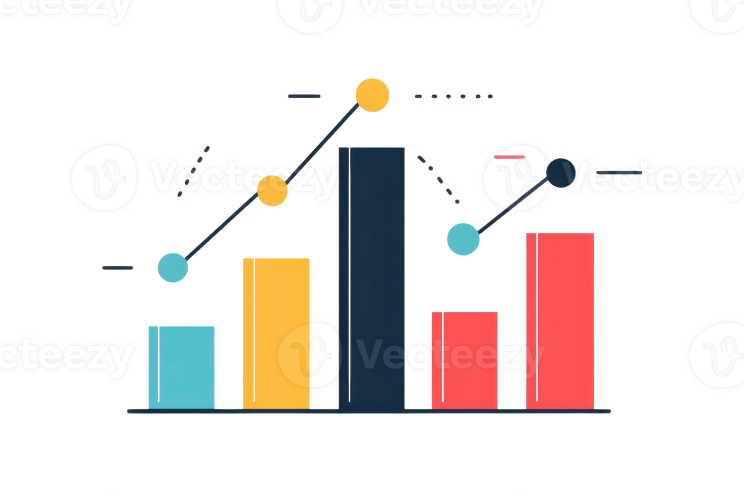A visual representation of a bar chart showcasing various data points through colored bars and a line graph overlay. png