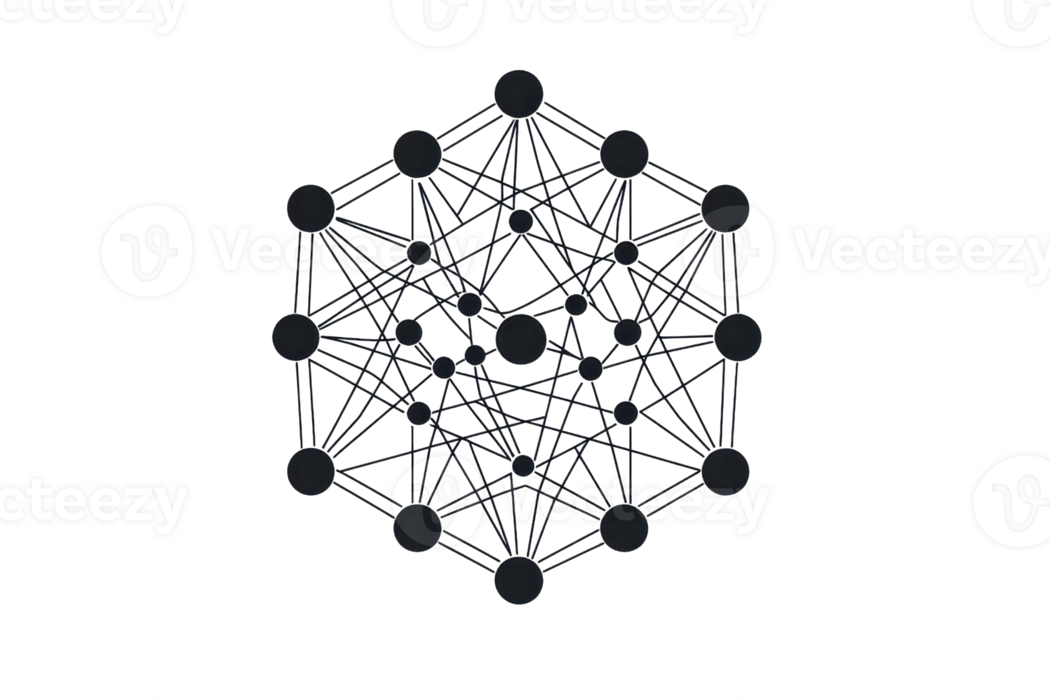 un' Rete di interconnesso nodi formatura un' geometrico modello, in mostra un' complesso struttura di punti e Linee. png