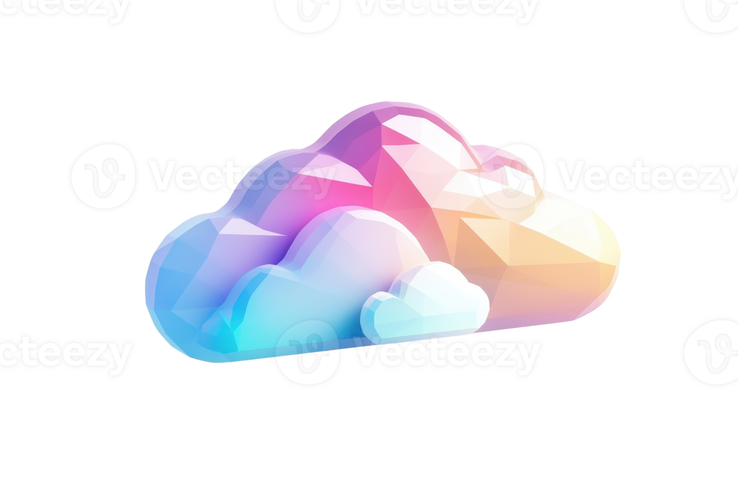 A stylized, colorful cloud formation showcasing a blend of soft gradients and geometric shapes. png