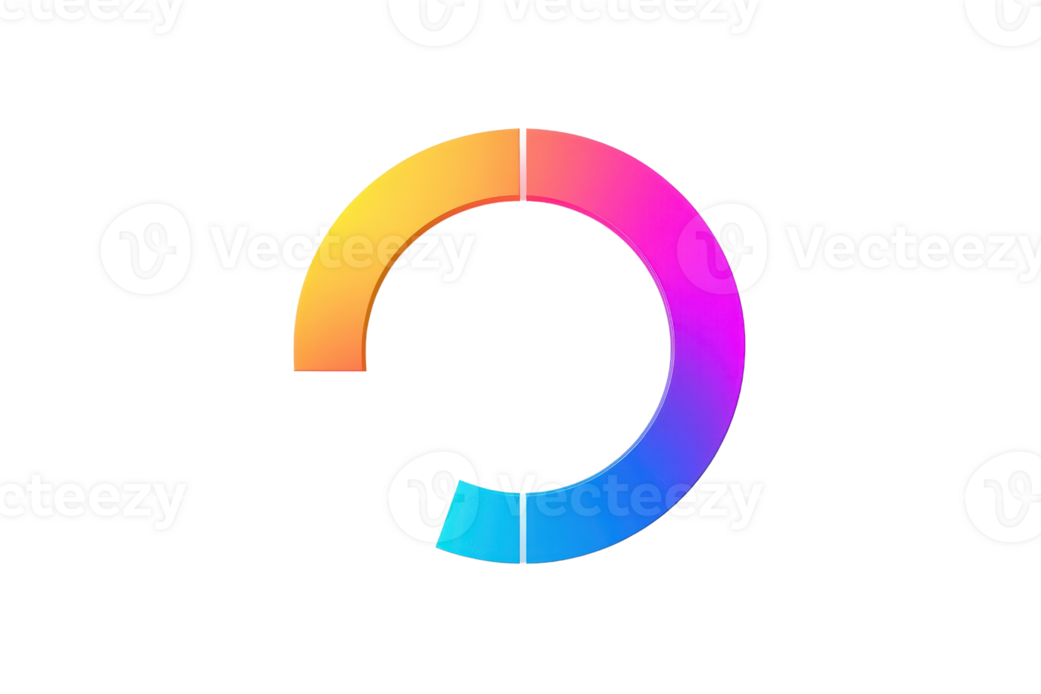 A colorful circular loading animation, featuring gradient colors transitioning between orange, pink, and blue. png