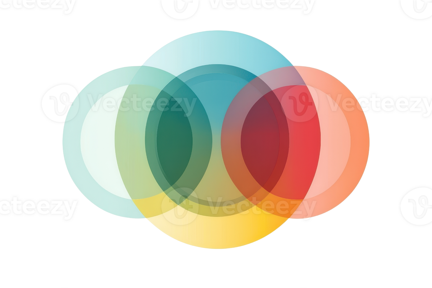 A colorful arrangement of overlapping circular shapes creating a visually engaging composition. png
