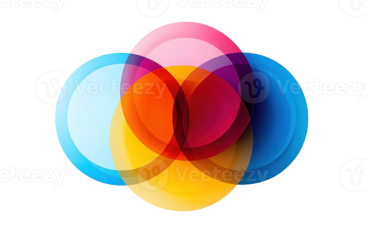 A vibrant display of overlapping circles in various colors, creating a dynamic and colorful visual effect. png