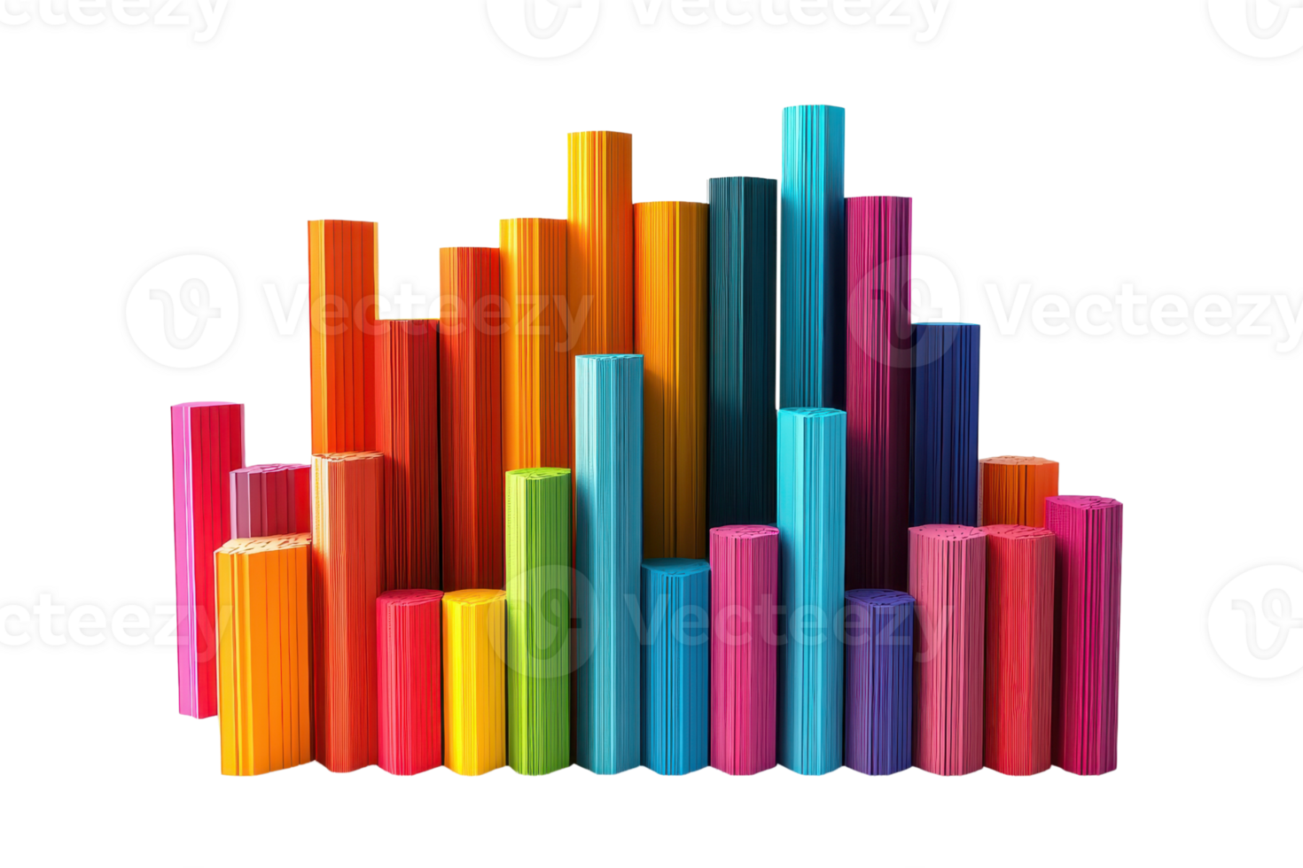 un' vivace Vettore di multicolore cilindrico forme disposte nel variando altezza. png