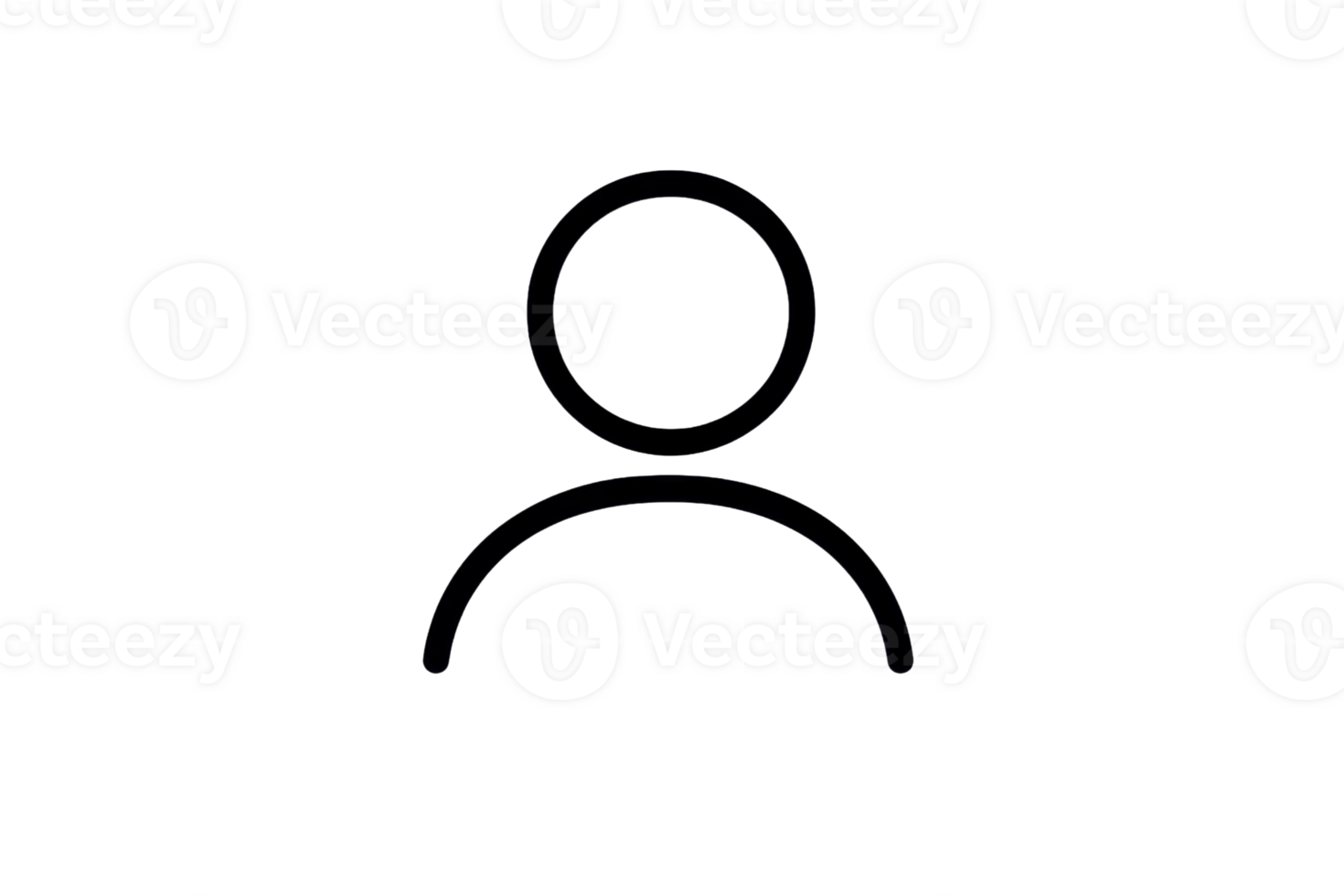 A silhouette of a person with a circular head and a minimalistic body structure, showcasing a simple design. png