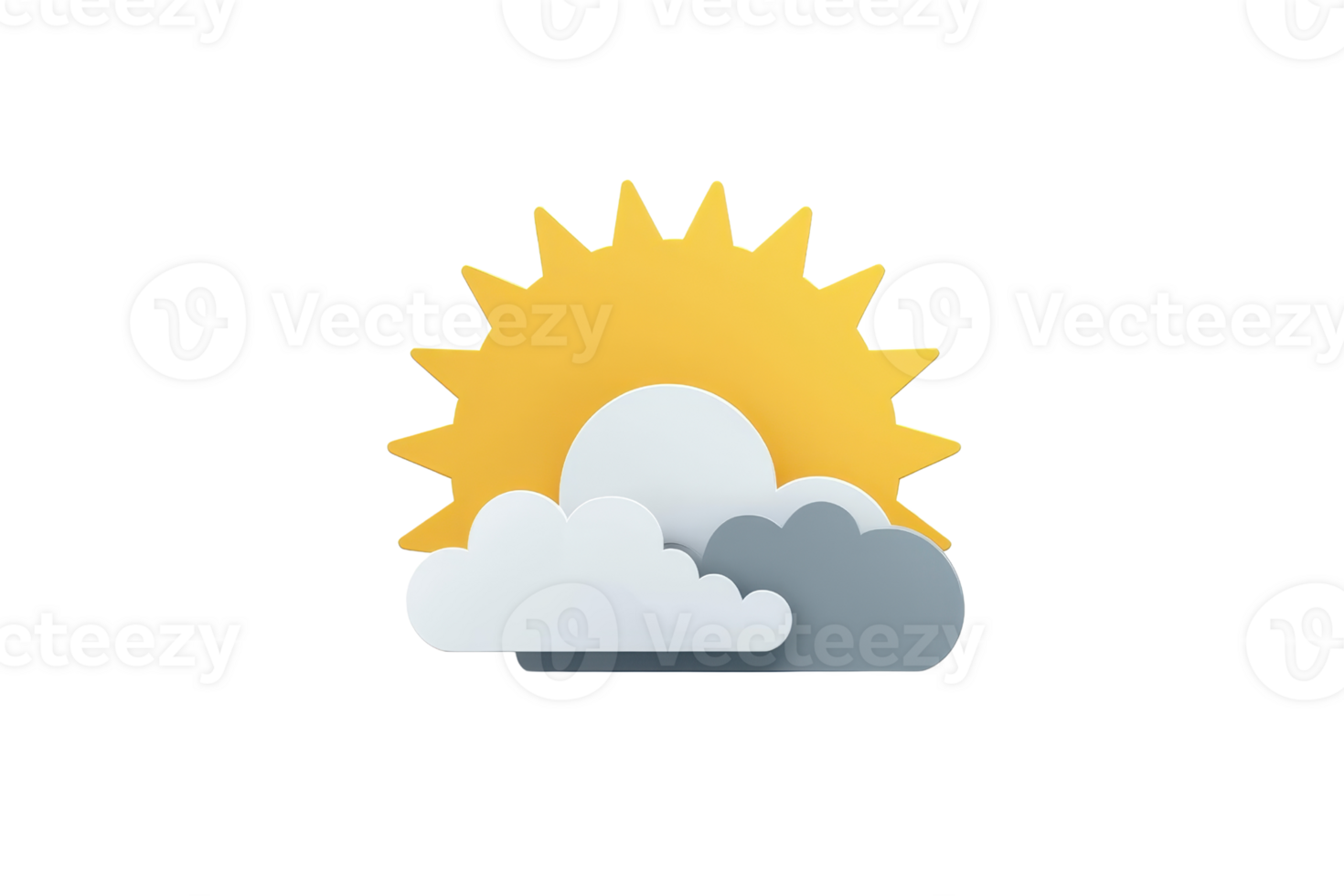 A stylized sun partially hidden by clouds, symbolizing a partly cloudy weather condition. png