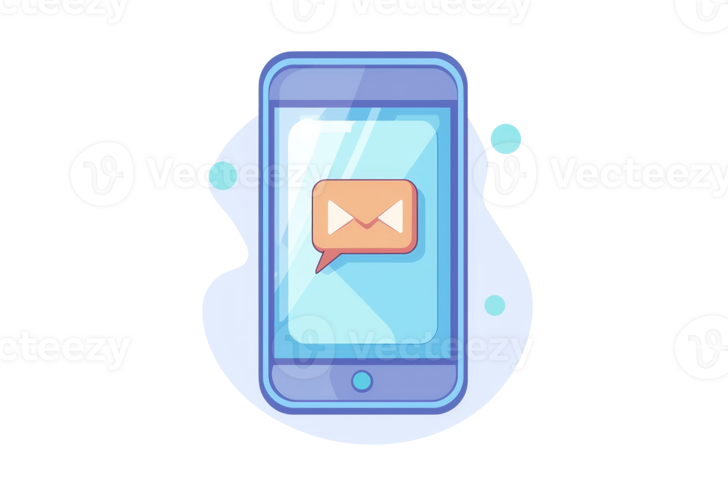 A modern smartphone displaying a message notification with an envelope icon. png